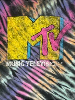 MTV Muliticolour Tiger Stripe Tie Dye Graphic Cotton Tee Medium/Large PTP 21”